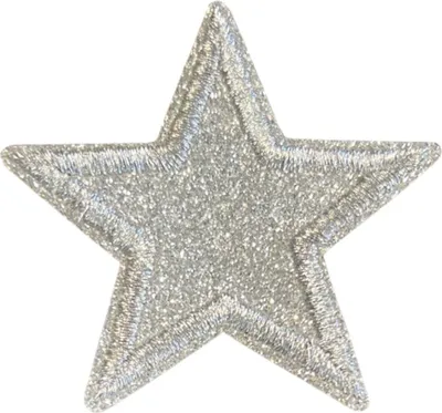 Produktbild von Silberner glitzernder Stern-Emblem-Aufnäher zum Aufbügeln
