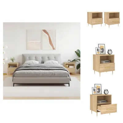 Produktbild von vidaXL Nachttische 2 Stk. Sonoma-Eiche 40x35x47,5 cm Holzwerkstoff -  Nachttische