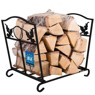 Produktbild von KOTARBAU® Kaminholzregal für innen & außen 43x31,5x40cm Faltbares Holzregal Kaminholz Aufbewahrung Brennholzregal pulverbeschichteter Stahl Schwarz