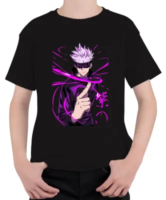 Immagine prodotto di Jujutsu Kaisen Satoru Gojo Blindfold Purple Energy Fan Gift Maglietta unisex bambini, nero, 128