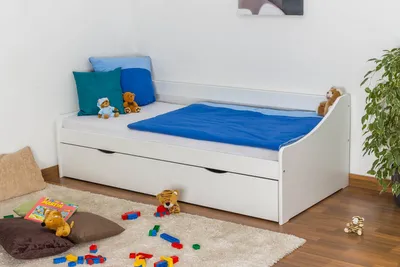 Produktbild von Jugendbett / Funktionsbett Kiefer massiv Vollholz weiß lackiert 93, inkl. Lattenrost - Abmessung 90 x 200 cm