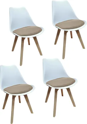 Produktbild von Esszimmerstuhl 4er Set Atlanta Weiß/Beige