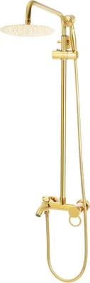 Produktbild von Wandmontage Duschset - Regendusche mit Handbrause - Edelstahl - Höhenverstellbar - Für Badezimmer - Gold