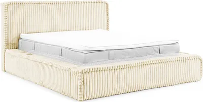 Produktbild von MEBLINI Mesut Polsterbett 180x200 mit Lattenrost und Matratze - Bubble Bett - Cloud Bett - Marshmallow Bed - Kopfteil Bett mit Stauraum - Betten - 180x200 - Creme Cordstoff/H3