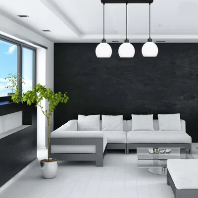 Immagine prodotto di Lampada a sospensione nera con paralume bianco KATARA 14-172
