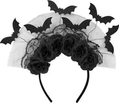 Produktbild von Halloween "Haarreif mit Fledermäusen & Rosen" | Schwarz
