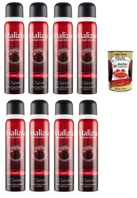 Produktbild von MALIZIA Deodorante Donna Chérie Seduction Parfum,Deodorant Deo Spray für Damen 8x 100ml + Italian Gourmet polpa 400g