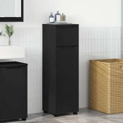Image de Maison Exclusive - Armoire de salle de bain noire 30,5 x 30 x 101 cm Matériau dérivé du bois