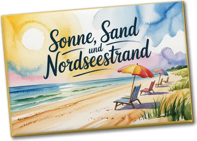 Produktbild von Sonne Sand Nordseestrand Aquarellszene Souvenir Souvenir Magnet