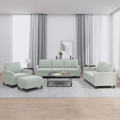 Produktbild von 4-tlg. Sofagarnitur mit Kissen Hellgrau Samt