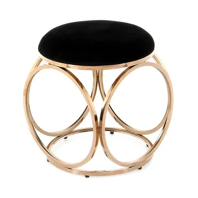 Produktbild von QIYANO Hocker Kalanta Schwarz - Design-Hocker, Metallgestell,  weiche Polsterung