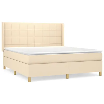 Zdjęcie produktu dla vidaXL Łóżko sprężynowe z materacem kremowe 160x200 cm tkanina