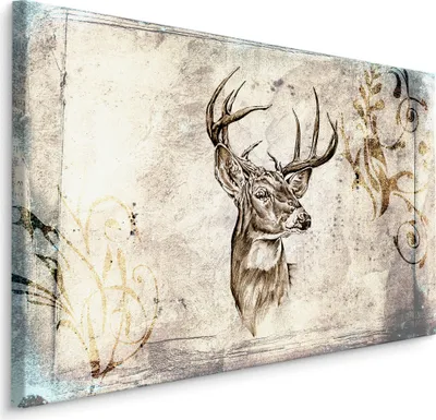Produktbild von Fabelhafte Canvas LEINWAND BILDER 120x80 cm XXL Kunstdruck Tiere Hirsch Pflanzen Motiv