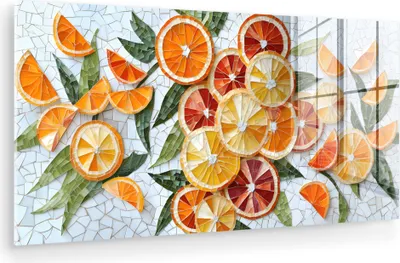 Produktbild von MuchoWow Glasbilder - Bilder auf Wandbild - Foto auf Glas Scheiben - Obst - Orange - Mosaik 120x60 cm Wanddekoration aus Glas - Acrylglasbild - Acrylbilder - Acrylbild