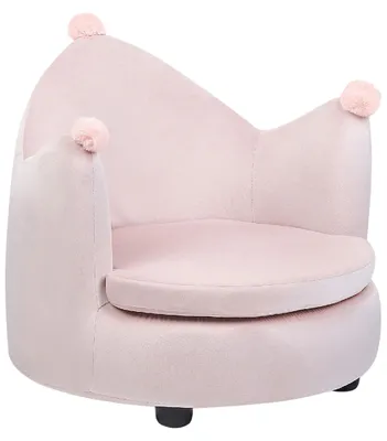 Productafbeelding van Roze Fluwelen Kinderfauteuil met Kroonontwerp