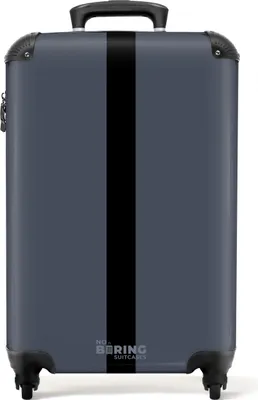 Obrázek produktu pro NoBoringSuitcases.com Příruční kufr z tvrdé skořepiny 55x35x20 cm, 36 l, jednobarevný s pruhy: Modrý s černými pruhy, cestovní kufr na 4 kolečkách