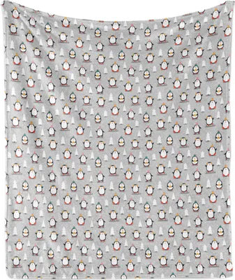Produktbild von ABAKUHAUS Winter Weich Flanell Fleece Decke, Pinguin auf Schnee-Muster, Gemütlicher Plüsch für den Innen- und Außenbereich, 125 x 175 cm, Mehrfarbig