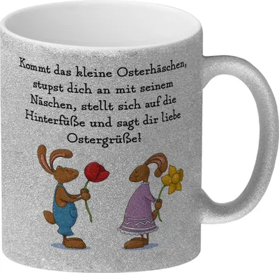 Produktbild von Ostergedicht über Osterhasen Glitzer-Kaffeebecher mit Spruch