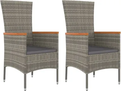 Immagine prodotto di vidaXL Sedie da giardino con cuscino 2 pz. Poli Rattan Grigio