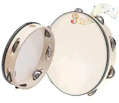 Zdjęcie produktu dla Tamburyn drewniany dla dzieci 6 i 8 cali instrument muzyczny 2 szt.