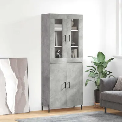 Produktbild von vidaXL Highboard Betongrau 69,5x34x180 cm Holzwerkstoff