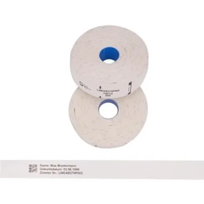 Produktbild von Brother - Klebeverschluss - weiß - 25 x 279 mm 200 Stck. (1 Rolle(n) x 200) Erwachsenenarmbänder - für Brother TD-2130N, TD-2130NHC, TD-2130NSA