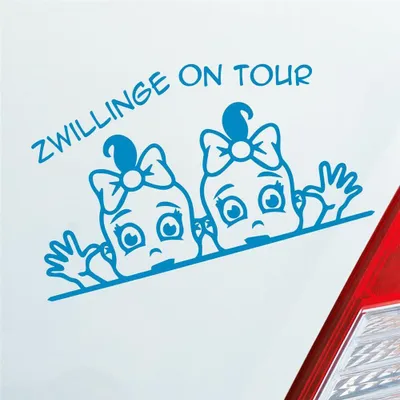 Produktbild von Auto Aufkleber Zwillinge on Tour Board Baby Mädchen 19x11 cm Hellblau Sticker Heckscheibenaufkleber
