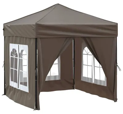 Produktbild von vidaXL Partyzelt Faltbar mit Seitenwänden Taupe 2x2 m