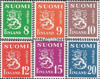 Produktbild von Briefmarken Finnland 1950 Mi 378-383 (kompl.Ausg.) postfrisch Freimarken: Wappenlöwe