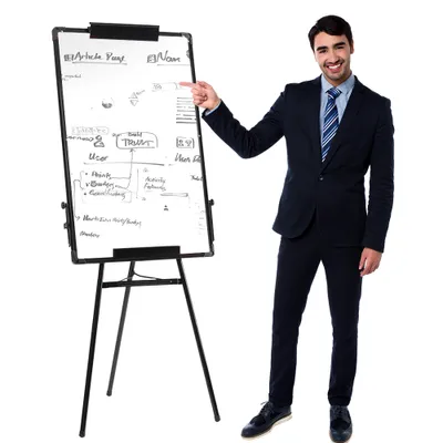 Produktbild von ​Flipchart Ständer Whiteboard,90x60cm Magnetisches Tragbares Trocken Abwischbar White Board,Höhenverstellbar,Flipchart Papier, Dreibein Whiteboards