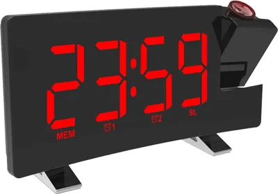 Produktbild von Projektionswecker, FM-Radiowecker, Digitalradiowecker fürs Schlafzimmer mit 180°-Projektor an der Decke, Doppelwecker für Tiefschläfer, Kinder und Senioren,Red
