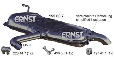 Obrázek produktu pro ERNST 155007 Zadní tlumič výfuku pro VW GOLF VI (5K1)
