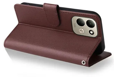 Immagine prodotto di Custodia portafoglio per Xiaomi Redmi 17, colore marrone, con protezione RFID, laccetto da polso e supporto