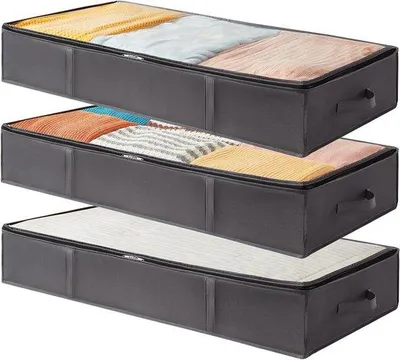 Immagine prodotto di Contenitore pieghevole da mettere sotto il letto, 3 pezzi, 75 l, grigio