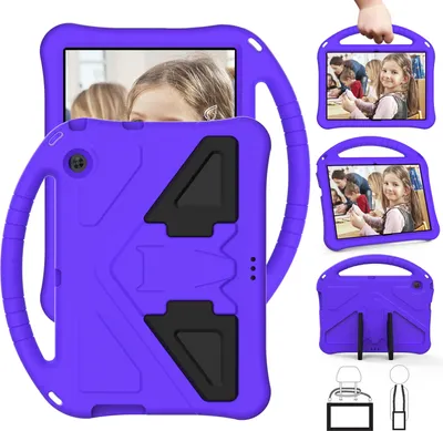 Obrázek produktu pro Dětské pouzdro pro Huawei MediaPad T3 10 9,6", Eva Lehký nárazuvzdorný skládací stojánek, dětské ochranné pouzdro s rukojetí, fialové