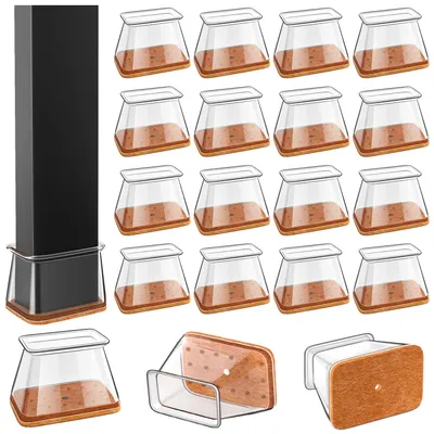 Imagen del producto de Protectores de silicona transparente, rectangulares, de 24 unidades, para patas de sillas