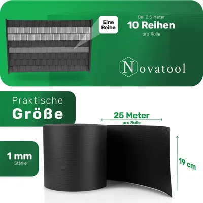Obrázek produktu pro Novatool PREMIUM PP 50m role stínících pásů pro dvojitý plot ANTHRAZITOVĚ ŠEDÁ pro 10 řad plotu Stínící pásy odolné proti povětrnostním vlivům plotové prvky Stínící pásy pro plot