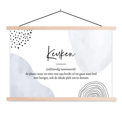 Produktbild von MuchoWow® Textilposter Küche - Großvater - Zitate - Wörterbuch - Definition Küche 120x80 cm mit holzfarbenen Rahmen - Aufhängeset