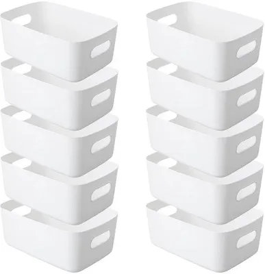 Image de Ibenzoa® Boîte de rangement en plastique PP, dimensions 24 x 17 x 10 cm – Boîte empilable avec poignées, idéale pour l'organisation de la maison