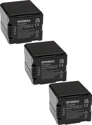 Produktbild von EXTENSILO 3x Akku kompatibel mit Panasonic NV-GS60, SDR-H250, NV-GS500, NV-GS80, NV-GS330, NV-GS90 Videokamera Camcorder (2500 mAh, 7,2 V, Li-Ion)