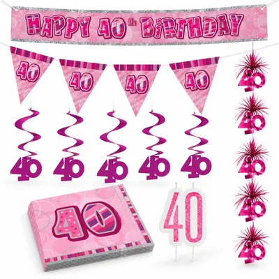 Produktbild von 40. Geburtstag Party Deko in pink Partyset / Partyartikel