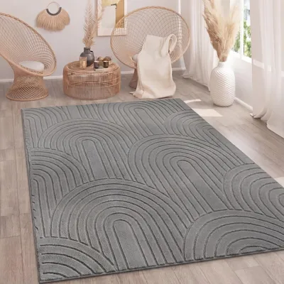 Immagine prodotto di Tappeto per soggiorno e camera da letto, a pelo lungo, morbido, lavabile, tinta unita, effetto 3D, moderno, grigio, dimensioni 200x280 cm
