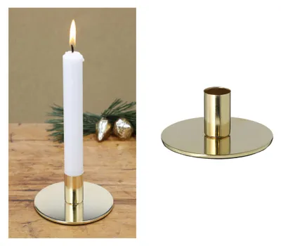 Produktbild von Novaliv Stabkerzenhalter Metall Kerzenständer GOLD 10x5cm Tischdekoration Weihnachten Dekoschale Kerzenständer Tafelkerzen Adventskranz Kerzenpin scandic chic Kerzenteller Dekoschale