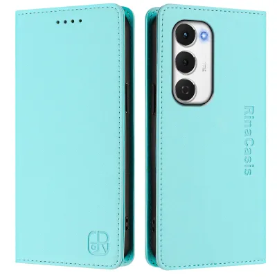 Produktbild von Lederhülle für Tecno Spark 40 Pro+ Hülle Flip Brieftasche Kartenfächern Ständer Schutzhülle Türkis