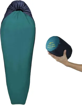 Imagen del producto de Silecomplaza: Saco de dormir ligero para adultos, 570g, ideal para verano. Saco de dormir tipo "momia", compacto, plegable y aislante, perfecto para llevar en la mochila