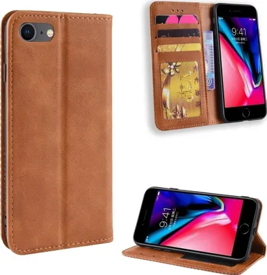 Produktbild von Mobigear Sensation iPhone SE (2020) Hülle Klapphülle Geldbörse - Cognac