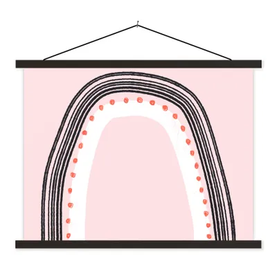 Produktbild von MuchoWow® Textilposter Regenbogen - Minimalismus - Rosa 60x45 cm mit schwarzem Rahmen - Poster Schlafzimmer