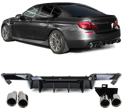 Für BMW F10 F11 2010-2017 Stoßstange Heckdiffusor Endrohr Chrom / Schwarz Glanz in der Farbe Chrom von Carparts-Online GmbH