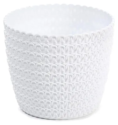 Produktbild von Blumentopf Übertopf Pflanztopf mit Strickstruktur (Ø) 14 cm Weiß