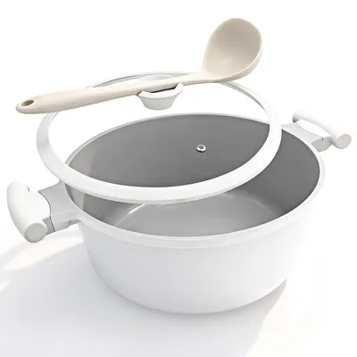 Zdjęcie produktu dla Omgoods - Patelnia Kookpan o średnicy 28 cm z ceramiczną powłoką nieprzywierającą, pokrywka z aluminium, nadaje się do wszystkich rodzajów kuchenek